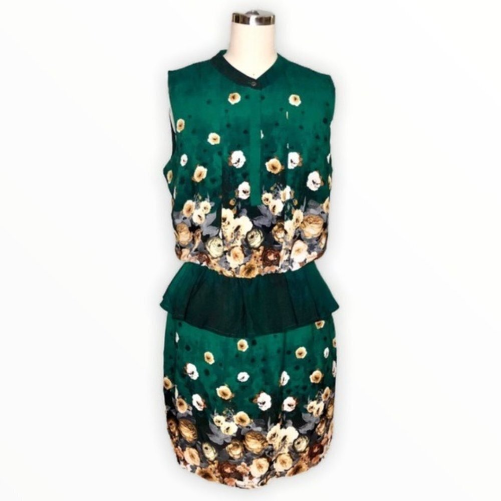 Romeo and Juliet Couture Green Floral Satin Dress Small - Picture 11 of 11